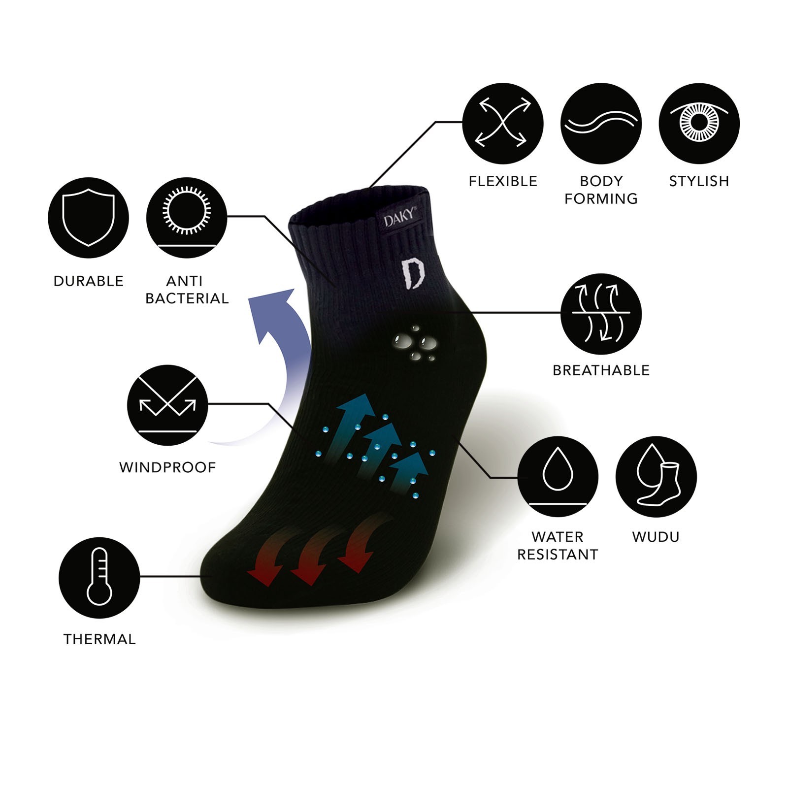 Compliant & Waterproof Socks DAKY – WUDU SKYLINE Z Masah 